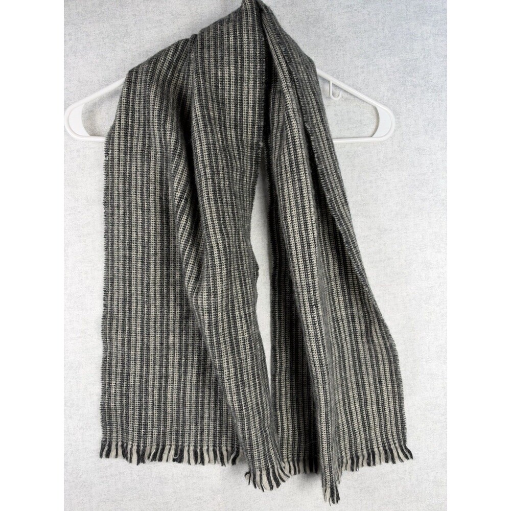 Lambswool 100% Wool Solid Knit Fringe Rectangle Scarf Unisex Uruguay 11X44”